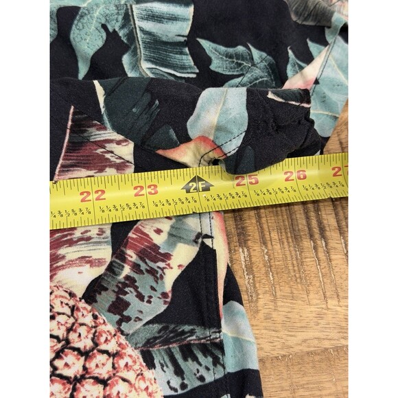 H&M Hawaiian Shirt Mens XL Black Floral Short Sleeve Fruit Tropical Vacation - Picture 8 of 9